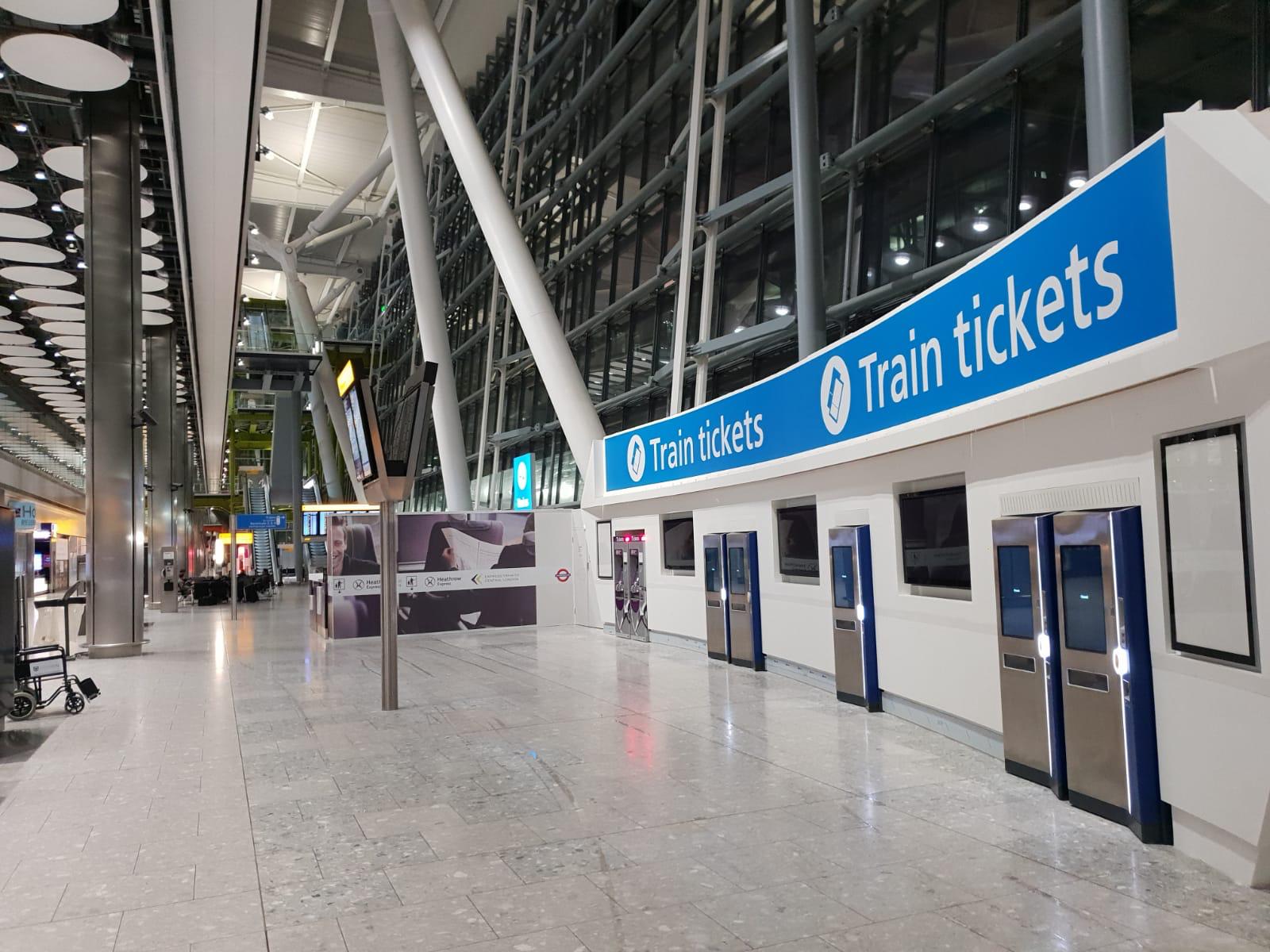 Completed train ticket kiosk fit-out at Heathrow Terminal 5